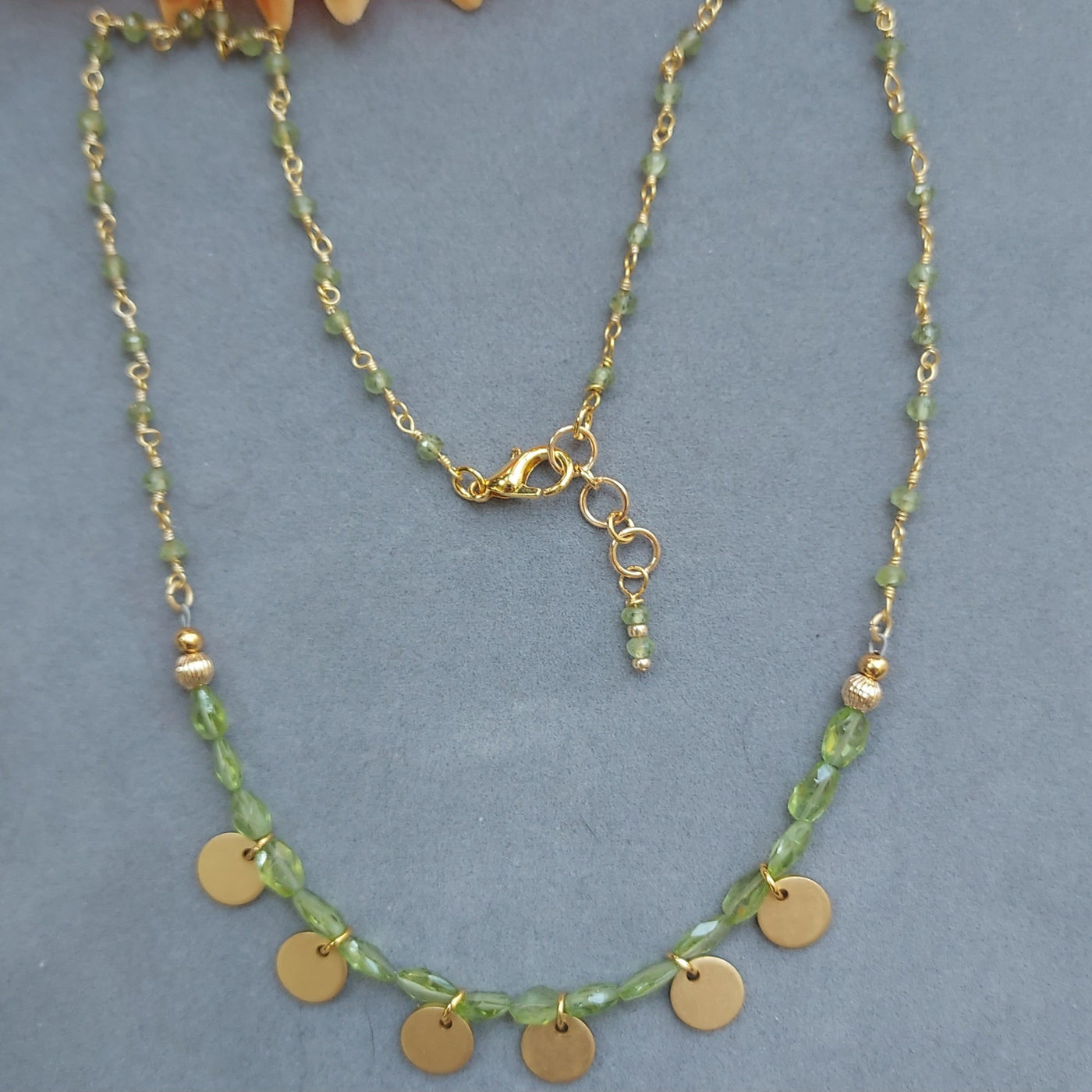 "Stone of Focus & Clarity" Peridot & Gold Necklace - Artisan Made