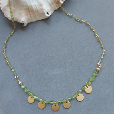 "Stone of Focus & Clarity" Peridot & Gold Necklace - Artisan Made