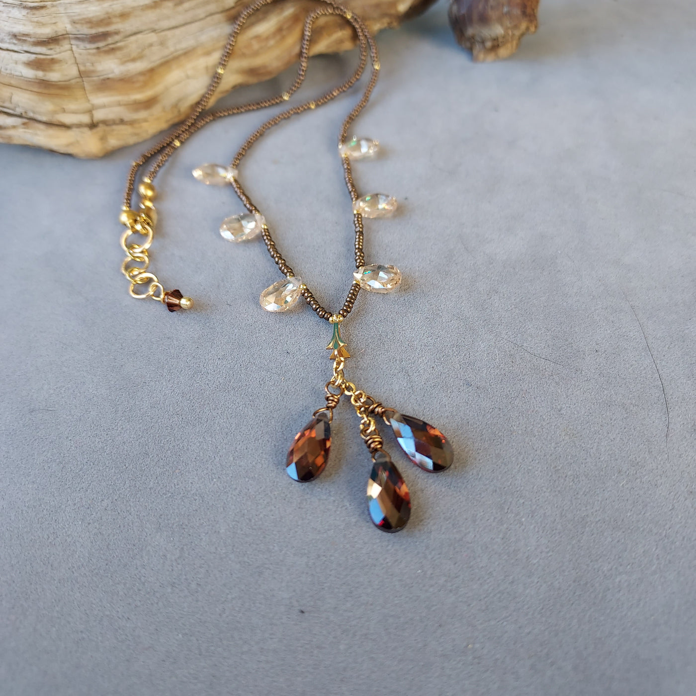 "Stones of Focus & Clarity" Topaz Cubic Zirconia Necklace - Artisan Made