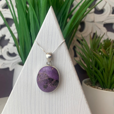 Sugilite sterling silver Pendant Necklace (15-20mm)