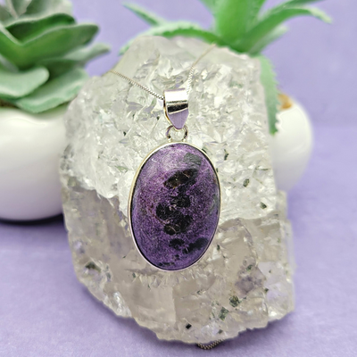 Sugilite sterling silver Pendant Necklace (15-20mm)