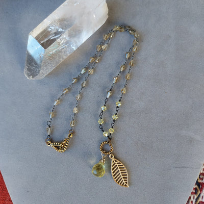 "Sunny Disposition" Citrine Charm Necklace - Artisan Made