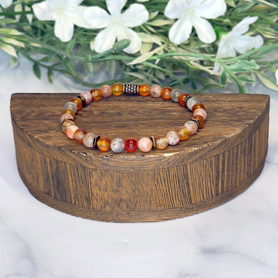 Sunstone, Carnelian & Hematite Stretch Bracelet- Artisan Made