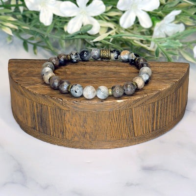 Sunstone, Moonstone & Chocolate Labradorite Stretch Bracelet- Artisan Made