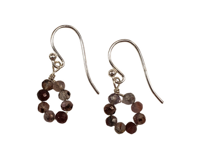 Super Seven Beaded Hoop Earrings with sterling silver Earrings