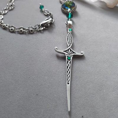 "Sword of Tara" Celtic/Viking Sword & Crystal Necklace – Artisan Made
