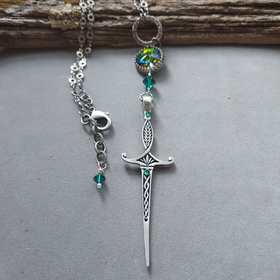 "Sword of Tara" Celtic/Viking Sword & Crystal Necklace – Artisan Made