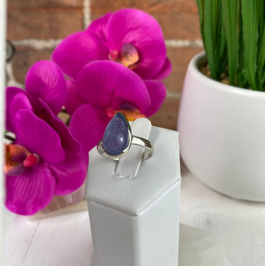 Tanzanite Polished Ring (oval, teardrop, freeform) with sterling silver Band