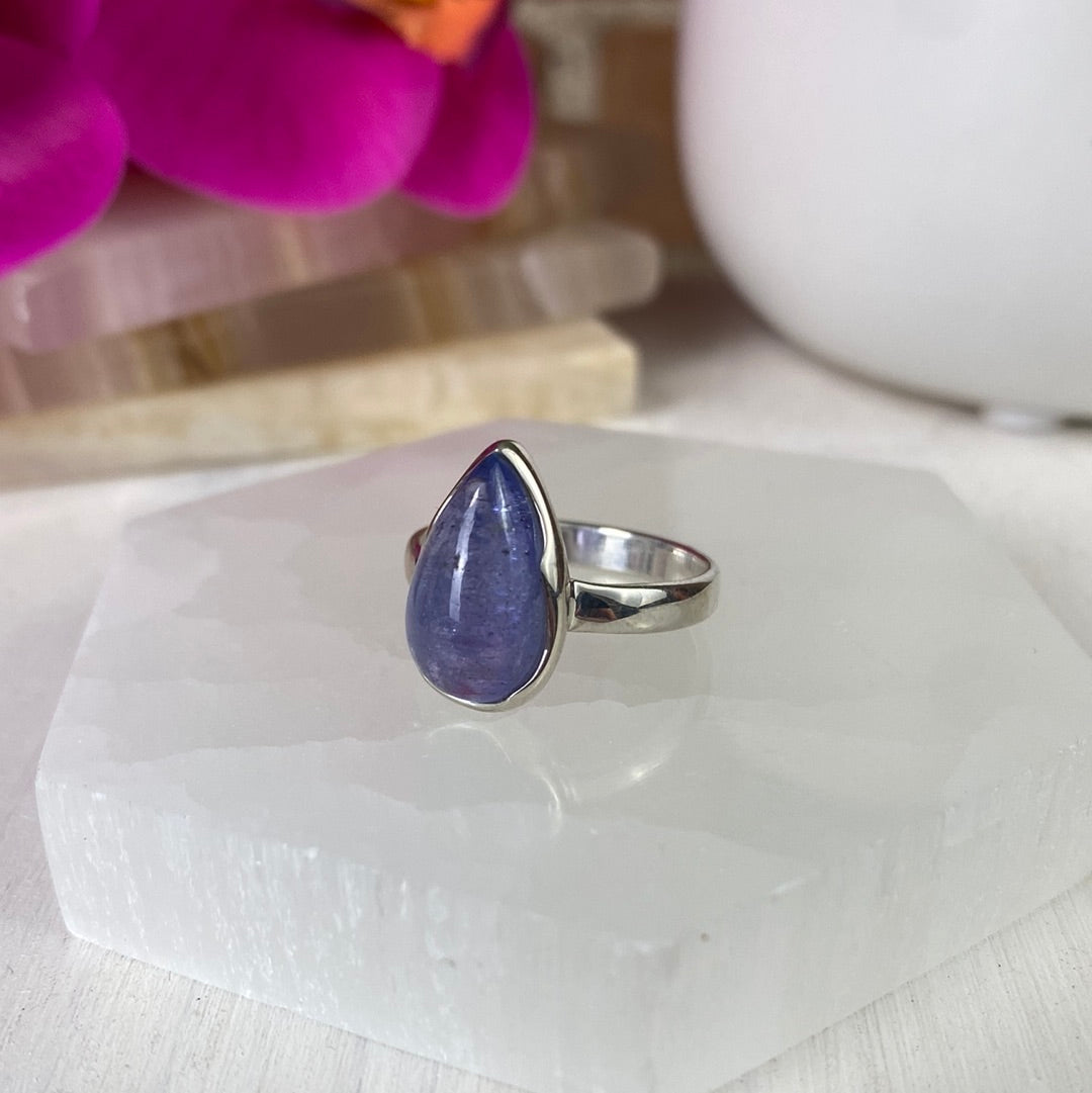 Tanzanite Polished Ring (oval, teardrop, freeform) with sterling silver Band