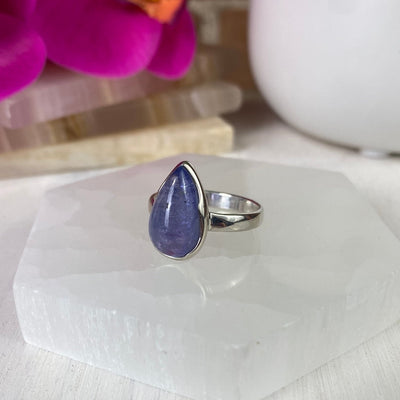 Tanzanite Polished Ring (oval, teardrop, freeform) with sterling silver Band