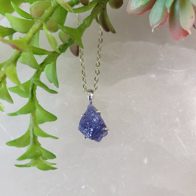Tanzanite Rough sterling silver Pendant (prong set)