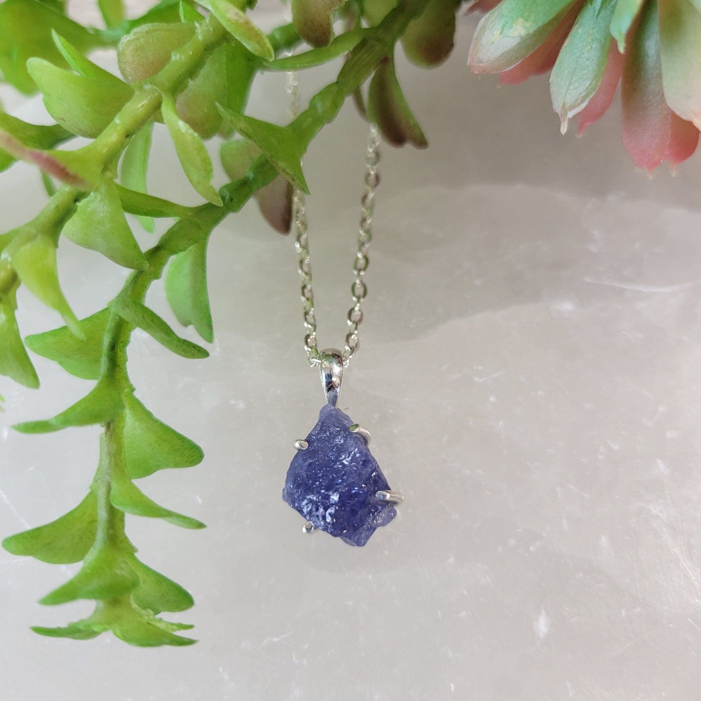 Tanzanite Rough sterling silver Pendant (prong set)
