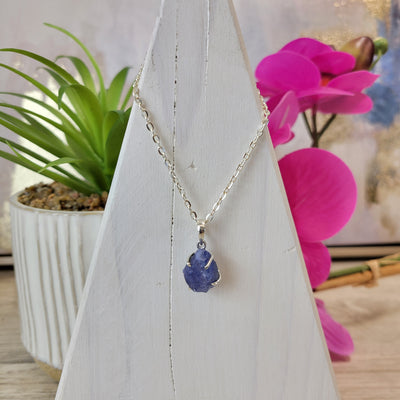 Tanzanite Rough sterling silver Pendant (prong set)