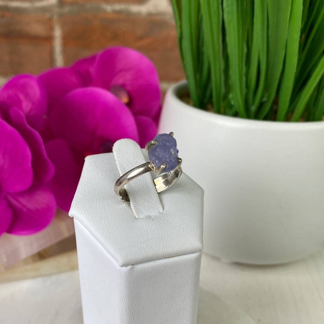 Tanzanite Rough sterling silver Ring (Sized and Adjustable)