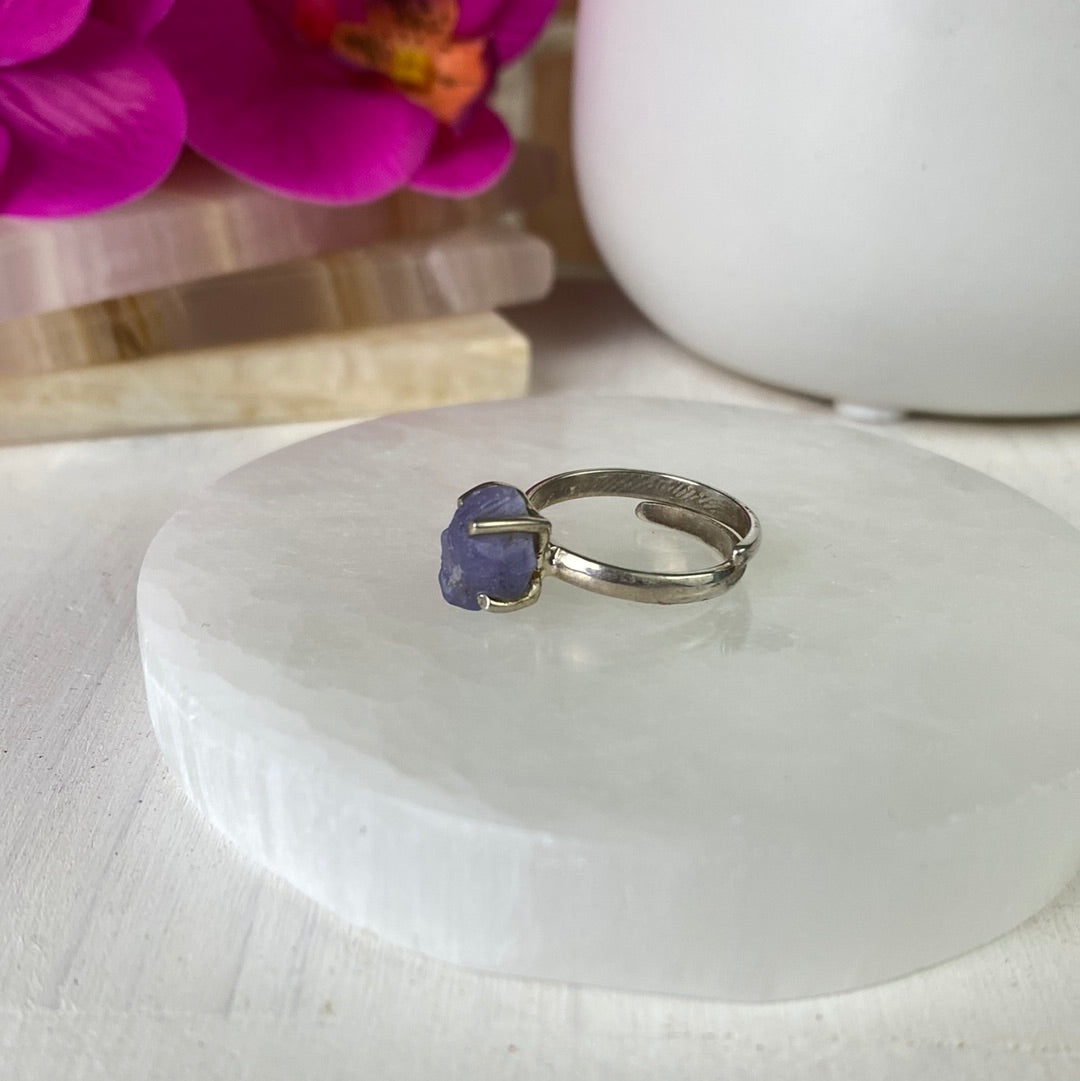 Tanzanite Rough sterling silver Ring (Sized and Adjustable)