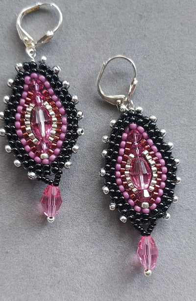 "Tapestry" Swarovski Crystal Beadwork Earrings - Artisan Made