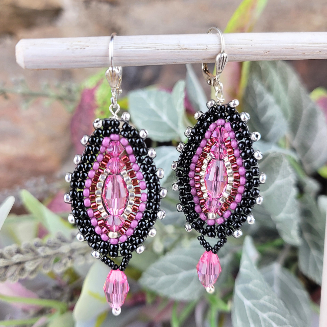 "Tapestry" Swarovski Crystal Beadwork Earrings - Artisan Made