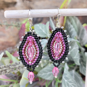 "Tapestry" Swarovski Crystal Beadwork Earrings - Artisan Made