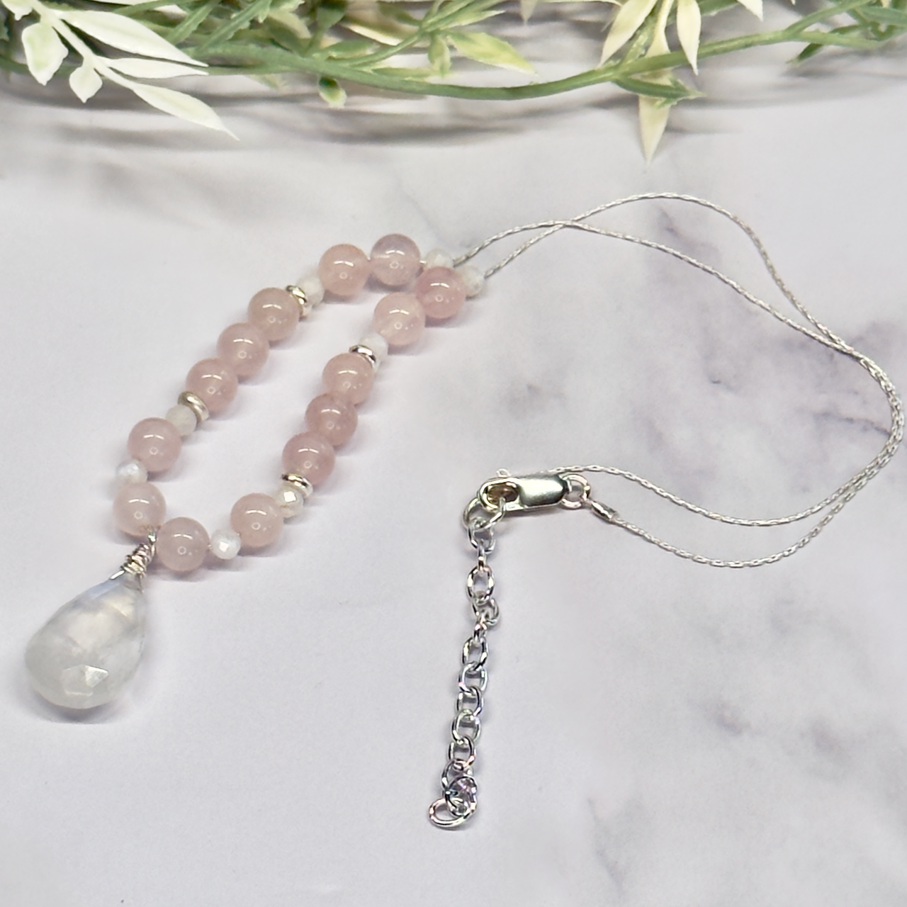 Teardrop Moonstone Sterling Silver Necklace with Accent Stones-Variants - Artisan Made