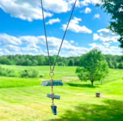 Tiered Kyanite Drop Necklace - Artisan Made