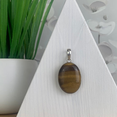 Tiger Eye Freeform Bezel Pendant set in sterling silver