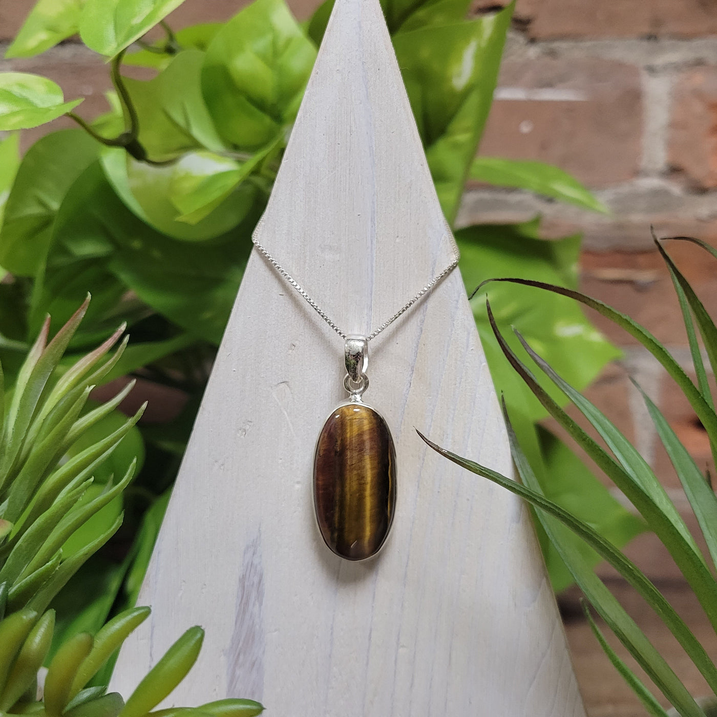 Tiger Eye Freeform Bezel Pendant set in Sterling Silver