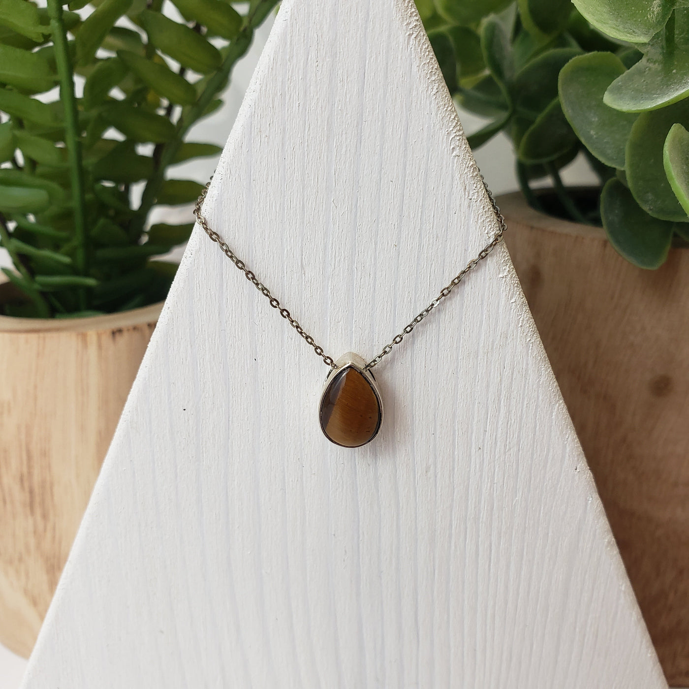 Tiger's Eye Necklace with Sliding Pendant
