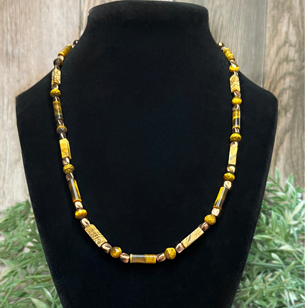 Tiger's Eye & Picture Jasper Necklace - Artisan Made