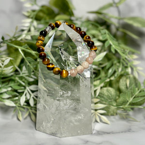 Tiger's Eye & Sunstone Stretch Bracelet - Artisan Made