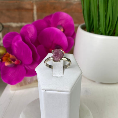 Tourmaline (Pink and Green) Natural Sized Rings with sterling silver Prong Setting