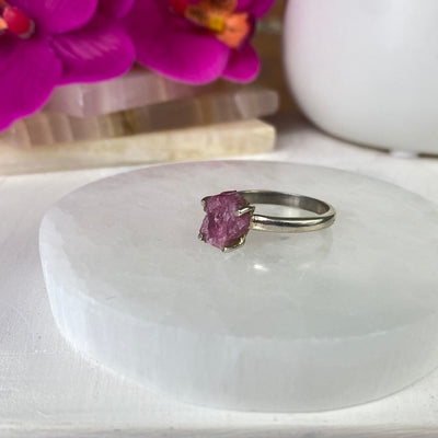 Tourmaline (Pink and Green) Natural Sized Rings with sterling silver Prong Setting