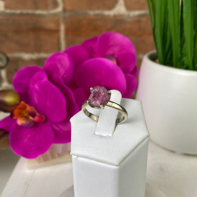 Tourmaline (Pink and Green) Natural Sized Rings with Sterling Silver Prong Setting