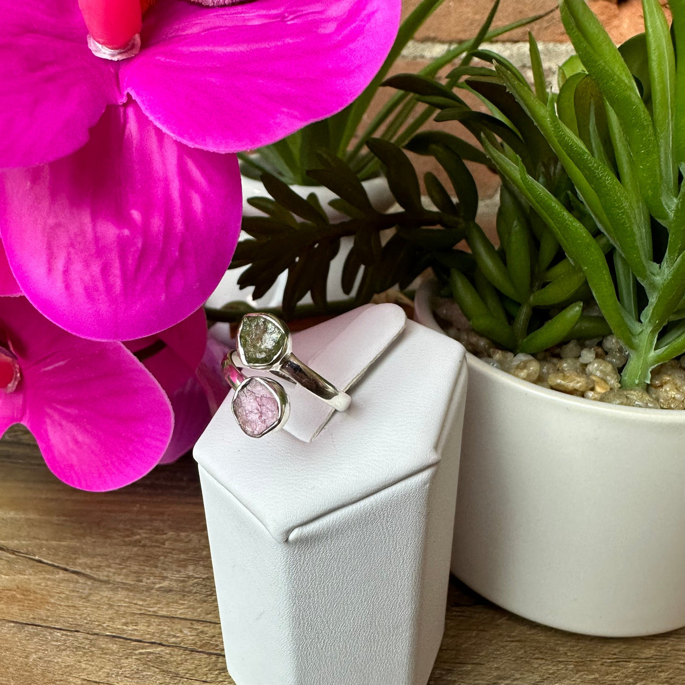 Tourmaline Rough Double Wrap Ring sterling silver