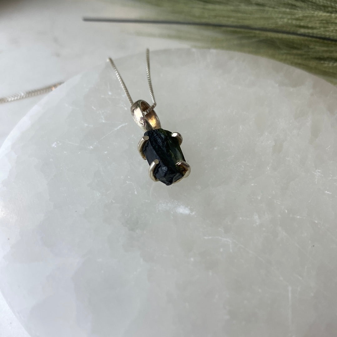 Tourmaline Rough sterling silver Prong Pendant (Pink Tourmaline, Green Tourmaline)