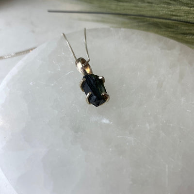 Tourmaline Rough sterling silver Prong Pendant (Pink Tourmaline, Green Tourmaline)
