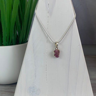 Tourmaline Rough sterling silver Prong Pendant (Pink Tourmaline, Green Tourmaline)
