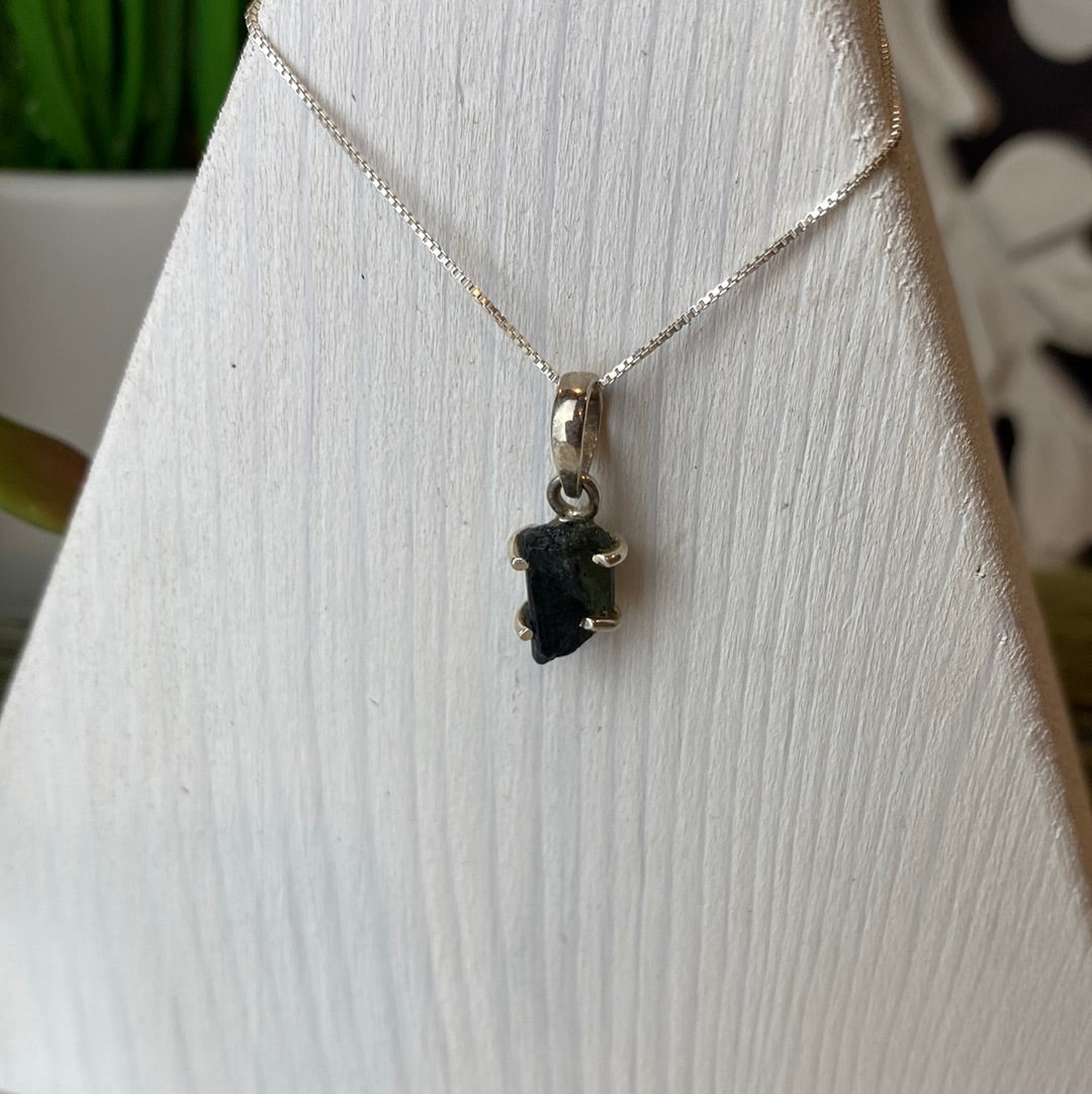 Tourmaline Rough sterling silver Prong Pendant (Pink Tourmaline, Green Tourmaline)