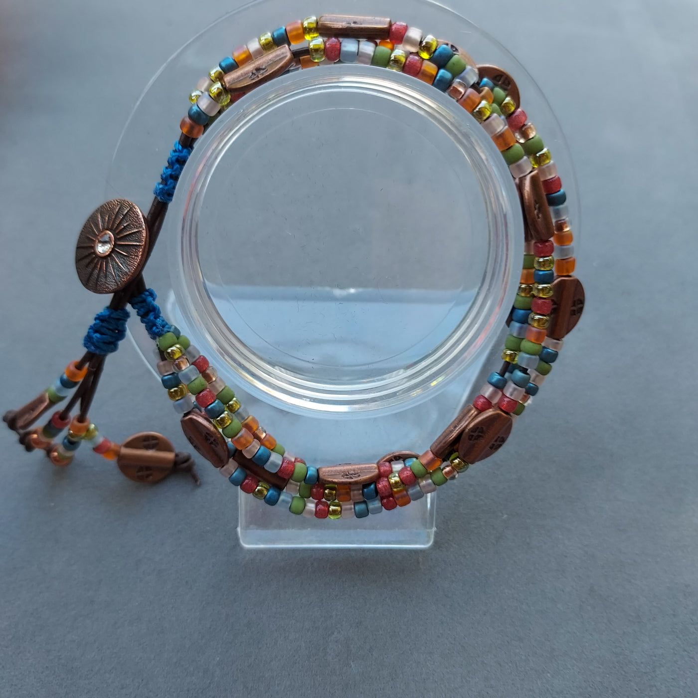 "Trails' End" 4 Strand Beaded Leather Bracelet - Artisan Made