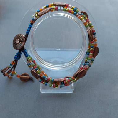 "Trails' End" 4 Strand Beaded Leather Bracelet - Artisan Made