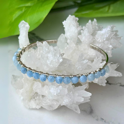 "Tranquil Waters" Aquamarine Cuff Bracelet - Artisan Made