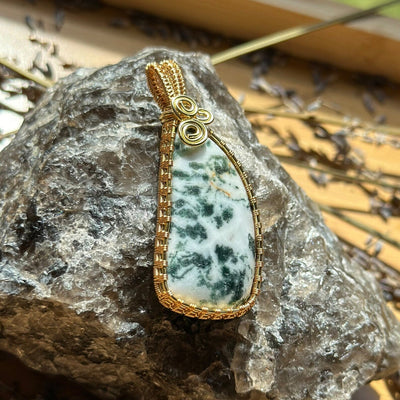 Tree Agate Handmade Wire Wrapped Necklace - Artisan Made