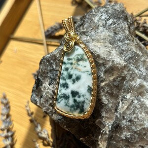 Tree Agate Handmade Wire Wrapped Necklace - Artisan Made