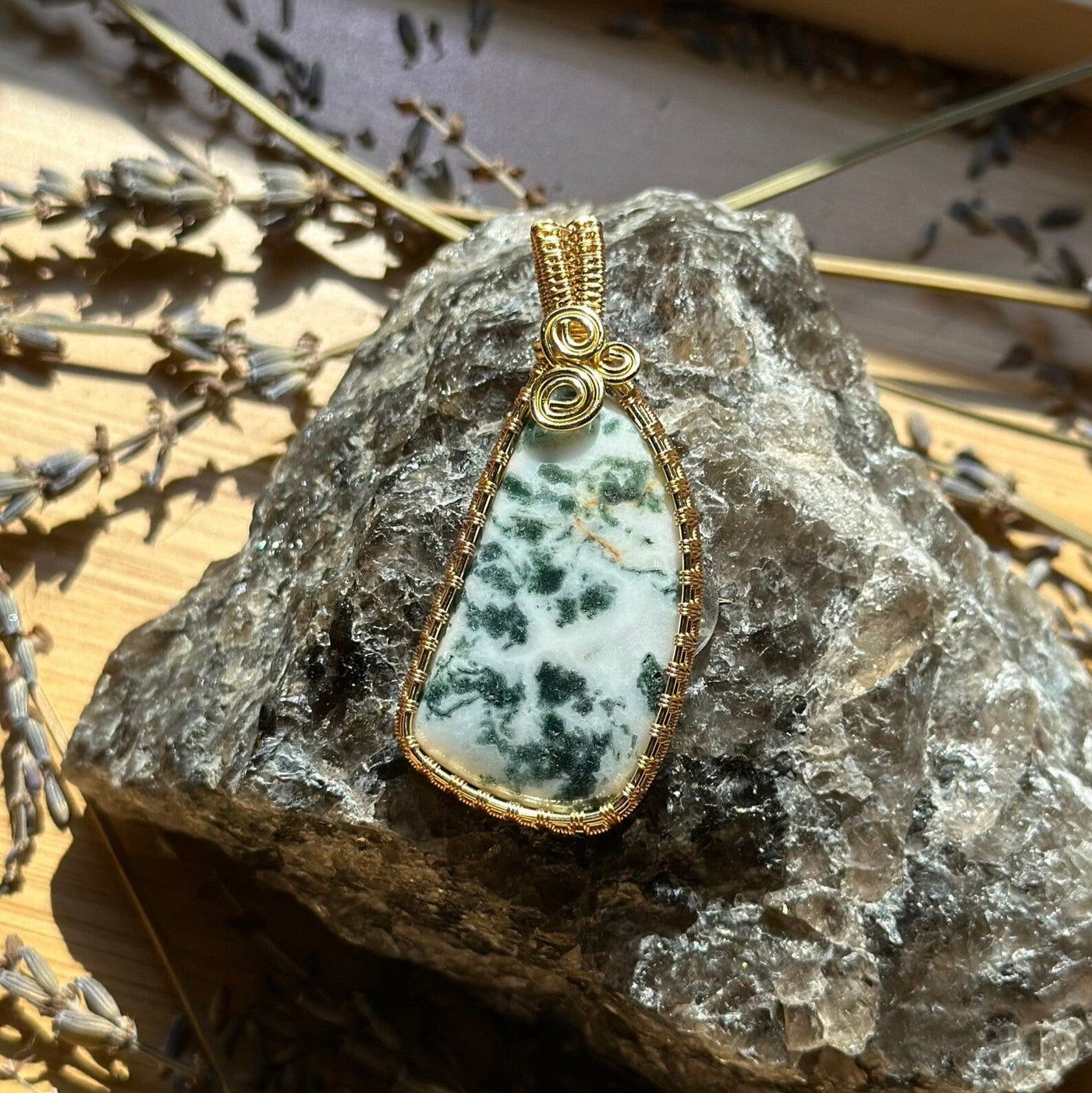 Tree Agate Handmade Wire Wrapped Necklace - Artisan Made