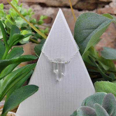Tri-Point Crystal Sterling Silver Necklace - Artisan Made