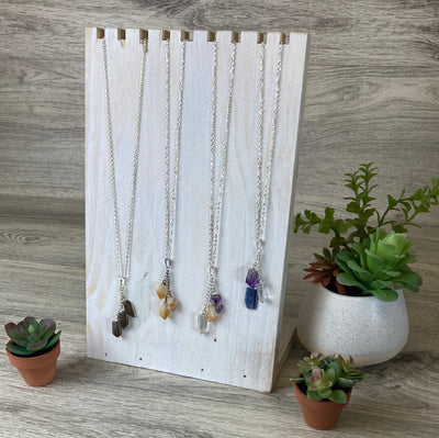 Triple Drop silver Plated Pendant - Various Stones