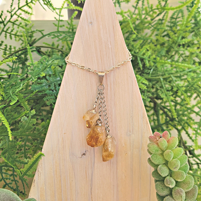 Triple Drop silver Plated Pendant - Various Stones