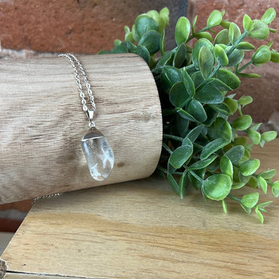 Tumbled Crystal Pendant with silver Plated top setting - Various Stones