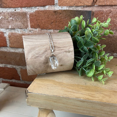Tumbled Crystal Pendant with silver Plated top setting - Various Stones