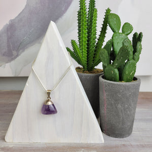 Tumbled Crystal Pendant with silver Plated top setting - Various Stones