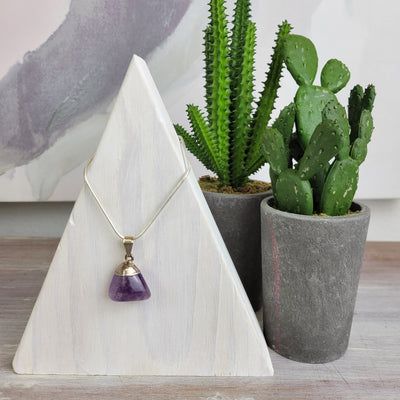 Tumbled Crystal Pendant with Silver Plated top setting - Various Stones